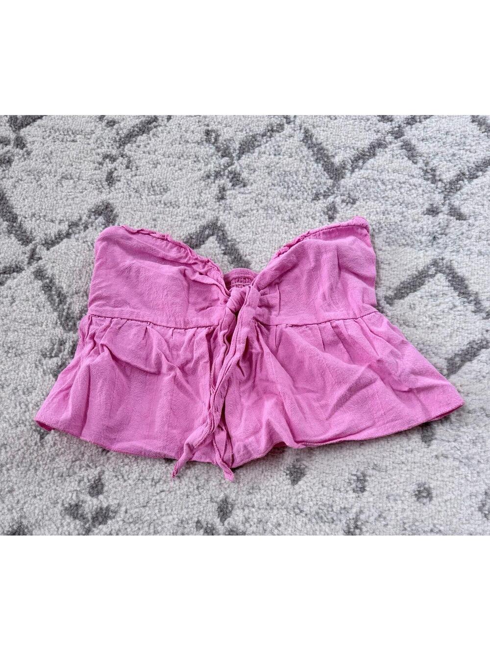 SHEIN bright pink ruffle crop top